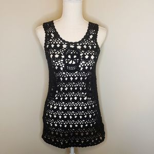 Black Crocheted Sleveless Top